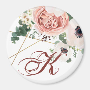 Personalised Magnet Geometric Garden Rose Anemone