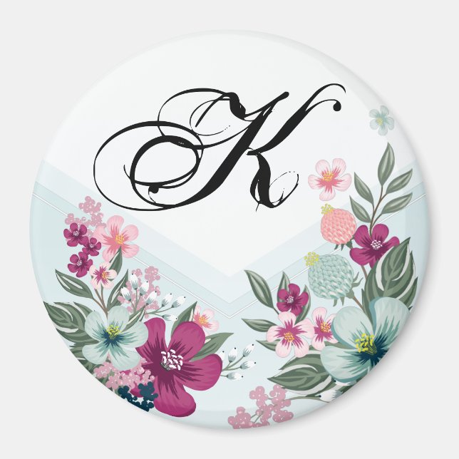Personalised Magnet Tropical Flower on Blue Ombre (Front)