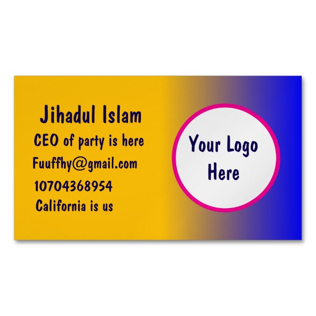 Personalised  magnetic business card (Front)