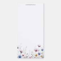 Personalised Magnetic Notepad Watercolor Flowers