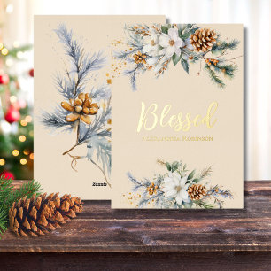 Personalised Magnolia and Pinecones Blessed