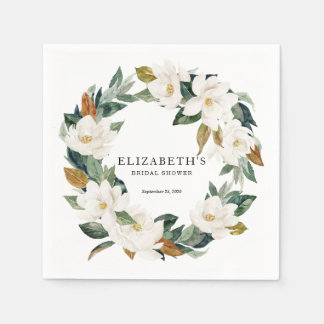 Personalised Magnolia Bridal Shower Napkins