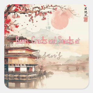 Personalised Mahjong Bams Cracks and Snacks Japan Square Sticker