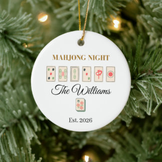 Personalised Mahjong Christmas Ceramic Tree Decoration
