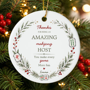 Personalised Mahjong Host Thank You Gift Ceramic Tree Decoration