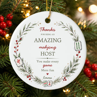 Personalised Mahjong Host Thank You Gift Ceramic Tree Decoration