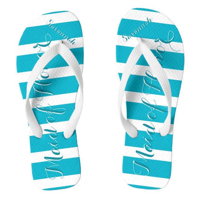 Personalised Maid of Honour Aqua or Any Colour Jandals (Footbed)