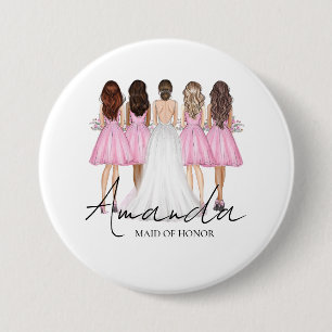 Personalised Maid Of Honour Custom Name Gift 7.5 Cm Round Badge