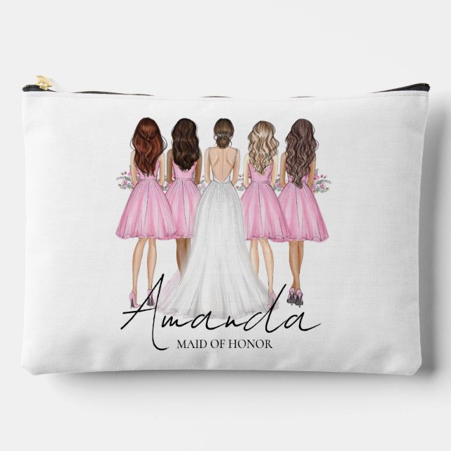 Personalised Maid Of Honour Custom Name Gift Accessory Pouch (Front)