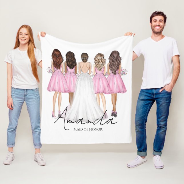 Personalised Maid Of Honour Custom Name Gift Fleece Blanket (In Situ)
