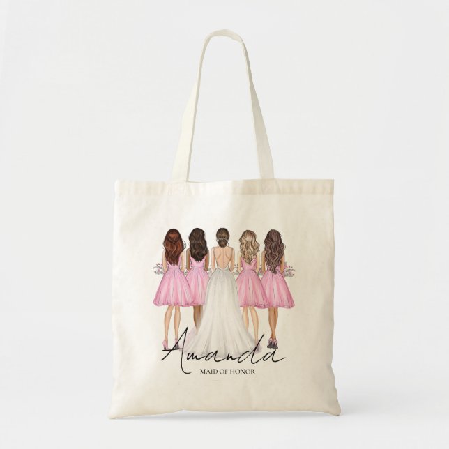 Personalised Maid Of Honour Custom Name Gift Tote Bag (Front)