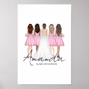 Personalised Maid Of Honour Custom Name Wall Art