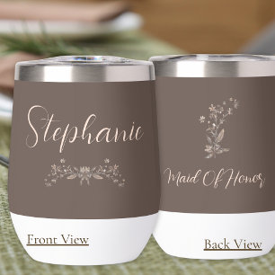 Personalised Maid of Honour Elegant Mocha Script