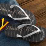 Personalised Maid of Honour Gold or Any Colour Jandals<br><div class="desc">Gold White and Black Stripes Pattern - Change to Any Colour by clicking customise. And say anything you want. Make these one of a kind flip flops that have YOUR message on them. Be the talk of the beach! Personalised with your name or whatever and title or your text here....</div>