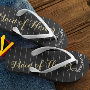 Personalised Maid of Honour Golden Yellow Jandals