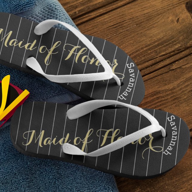 Personalised Maid of Honour Golden Yellow Jandals (Creator Uploaded)