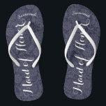 Personalised Maid of Honour Navyor Any Colour Jandals<br><div class="desc">Navy and White Damask Pattern - Change to Any Colour by clicking customise. And say anything you want. Make these one of a kind flip flops that have YOUR message on them. Be the talk of the beach! Personalised with your name or whatever and title or your text here. You...</div>