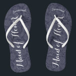 Personalised Maid of Honour Navyor Any Colour Jandals<br><div class="desc">Navy and White Damask Pattern - Change to Any Colour by clicking customise. And say anything you want. Make these one of a kind flip flops that have YOUR message on them. Be the talk of the beach! Personalised with your name or whatever and title or your text here. You...</div>