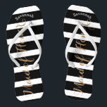 Personalised Maid of Honour or Any Colour Jandals<br><div class="desc">Blush Pink, Black and White Stripes Pattern - Change to Any Colour by clicking customise. And say anything you want. Make these one of a kind flip flops that have YOUR message on them. Be the talk of the beach! Personalised with your name or whatever and title or your text...</div>