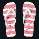 Personalised Maid of Honour Pink or Any Colour Jandals<br><div class="desc">Pink Stripes Pattern - Change to Any Colour by clicking customise. And say anything you want. Make these one of a kind flip flops that have YOUR message on them. Be the talk of the beach! bridesmaids, bachelorette party, seaside tropical coastal shoreline, ocean cruise beach , wedding party gifts, destination...</div>