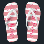 Personalised Maid of Honour Pink or Any Colour Jandals<br><div class="desc">Pink Stripes Pattern - Change to Any Colour by clicking customise. And say anything you want. Make these one of a kind flip flops that have YOUR message on them. Be the talk of the beach! bridesmaids, bachelorette party, seaside tropical coastal shoreline, ocean cruise beach , wedding party gifts, destination...</div>