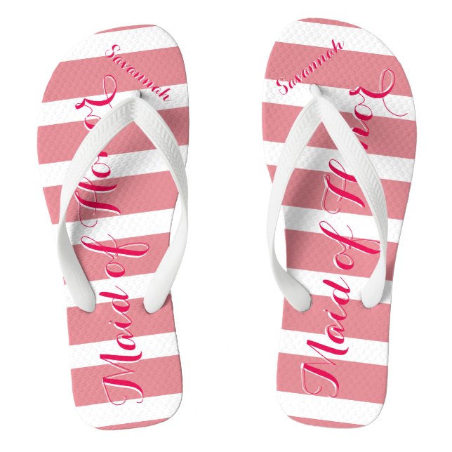 Personalised Maid of Honour Pink or Any Colour Jandals (Footbed)