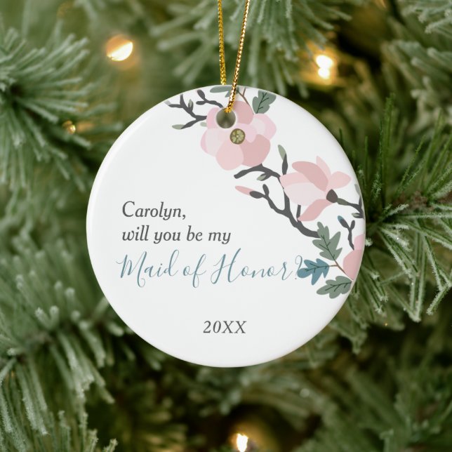 Personalised Maid of Honour Proposal Sakura Branch Ceramic Tree Decoration (Tree)