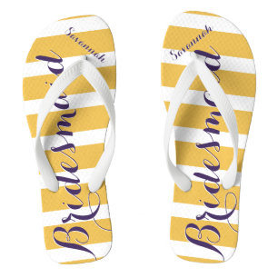 Personalised Maid of Honour Purple Mustard Yellow Jandals