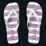 Personalised Maid of Honour Purple or Any Colour Jandals<br><div class="desc">Purple and Lavender Lilac Stripes Pattern - Change to Any Colour by clicking customise. And say anything you want.  Make these one of a kind flip flops that have YOUR message on them.  Be the talk of the beach!</div>