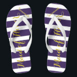 Personalised Maid of Honour Purple Yellow Any Colo Jandals<br><div class="desc">Rich Gold and Twilight Purple Wedding Party Flip Flops Bride,  Bridesmaid or Maid of Honour.  Even for the guys,  Groom,  Best Man and Groomsman Flipflops.</div>