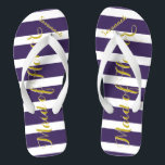 Personalised Maid of Honour Purple Yellow Any Colo Jandals<br><div class="desc">Rich Gold and Twilight Purple Wedding Party Flip Flops Bride,  Bridesmaid or Maid of Honour.  Even for the guys,  Groom,  Best Man and Groomsman Flipflops.</div>