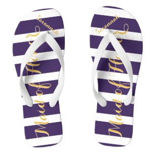 Personalised Maid of Honour Purple Yellow Any Colo Jandals