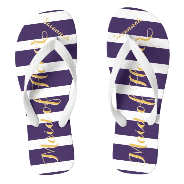 Personalised Maid of Honour Purple Yellow Any Colo Jandals (Footbed)