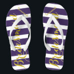 Personalised Maid of Honour Purple Yellow Any Colo Jandals<br><div class="desc">Rich Gold and Twilight Purple Wedding Party Flip Flops Bride,  Bridesmaid or Maid of Honour.  Even for the guys,  Groom,  Best Man and Groomsman Flipflops.</div>