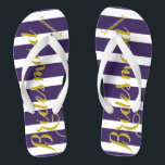 Personalised Maid of Honour Purple Yellow Any Colo Jandals<br><div class="desc">Rich Gold and Twilight Purple Wedding Party Flip Flops Bride,  Bridesmaid or Maid of Honour.  Even for the guys,  Groom,  Best Man and Groomsman Flipflops.</div>