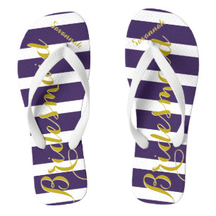 Personalised Maid of Honour Purple Yellow Any Colo Jandals