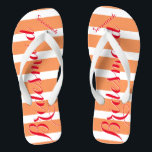 Personalised Maid of Honour Red and Coral Jandals<br><div class="desc">Personalised Red and Coral Orange Sherbert Stripes Pattern - Change to Any Colour by clicking customise. And say anything you want.  Make these one of a kind flip flops that have YOUR message on them.  Be the talk of the beach!</div>