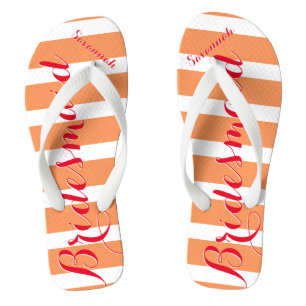 Personalised Maid of Honour Red and Coral Jandals