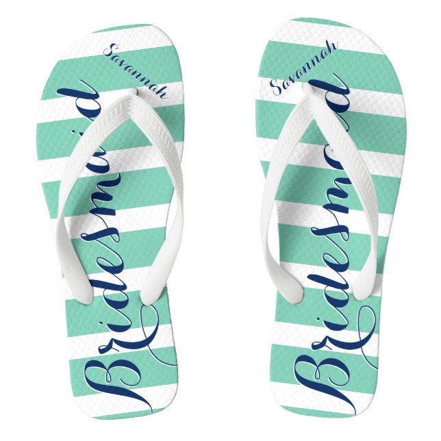 Personalised Maid of Honour Red and Mint Jandals (Footbed)