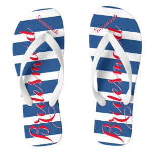 Personalised Maid of Honour Red White Blue Jandals
