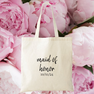 Personalised Maid of Honour Wedding Date Name Tote Bag