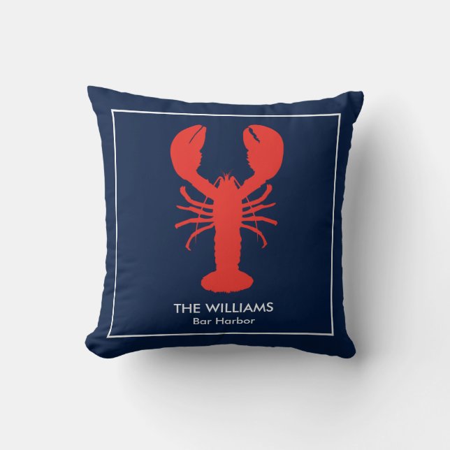 Personalised Maine Red Lobster  Cushion (Front)