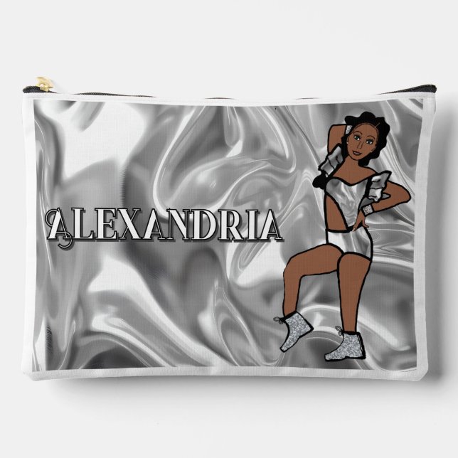 Personalised Majorette Dancer Liquid Silver #1 Accessory Pouch (Front)