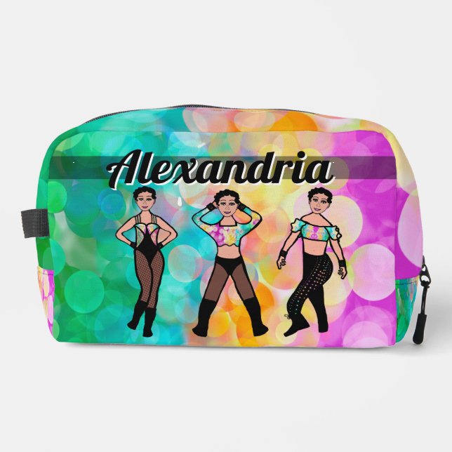 Personalised Majorette Dancer Pastel & Black #2 Dopp Kit (Front)