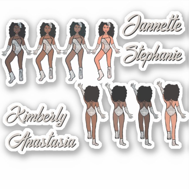 Personalised Majorette / Dancer Stickers Silver (Front)