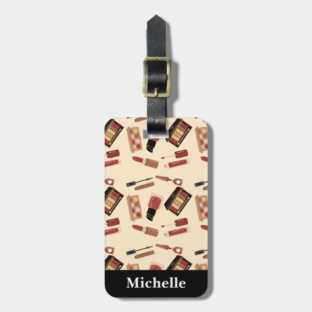 Personalised Makeup Cosmetics Pattern Cosmetology  Luggage Tag (Front Vertical)