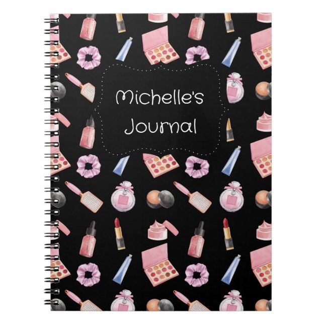 Personalised Makeup Cosmetics Pattern Cosmetology Notebook (Front)