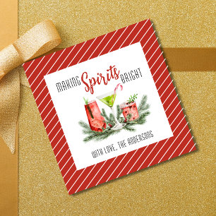 Personalised Making Spirits Bright Red and Green Favour Tags