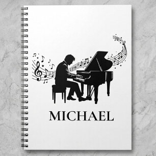 Personalised Male Piano Player - Pianist Music Notebook