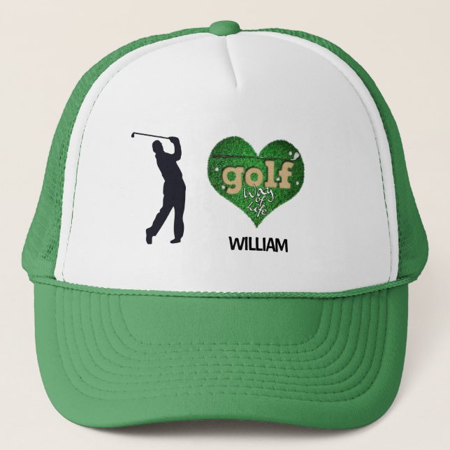 Personalised Male Silhouette GOLF  Trucker Hat (Front)